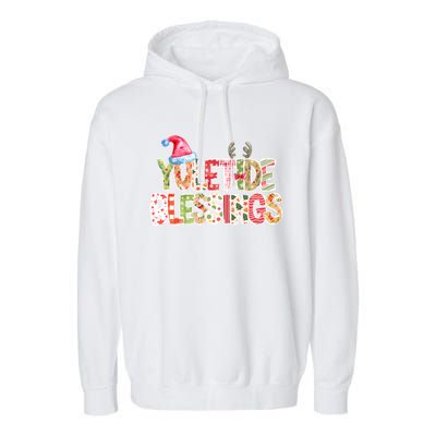 Yuletide Blessings Christmas Santa’S Hat Reindeer Antlers Garment-Dyed Fleece Hoodie