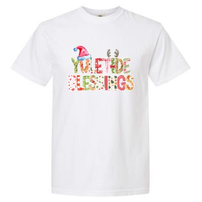 Yuletide Blessings Christmas Santa’S Hat Reindeer Antlers Garment-Dyed Heavyweight T-Shirt