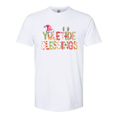 Yuletide Blessings Christmas Santa’S Hat Reindeer Antlers Softstyle CVC T-Shirt