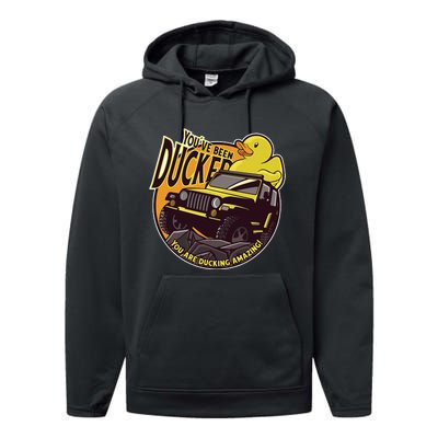 YouVe Been Ducked! Duck Off Road Vehicle Mallard Performance Fleece Hoodie