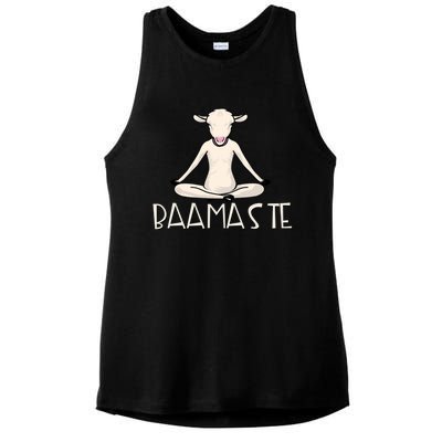 Yoga Baamaste Funny Goat Yoga In Lotus Pose Yoga Student Cute Gift Ladies PosiCharge Tri-Blend Wicking Tank