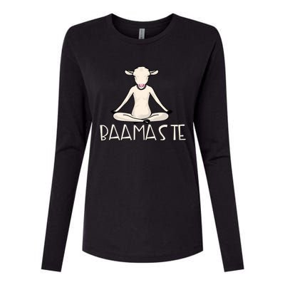 Yoga Baamaste Funny Goat Yoga In Lotus Pose Yoga Student Cute Gift Womens Cotton Relaxed Long Sleeve T-Shirt