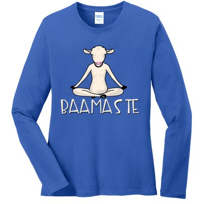 Yoga Baamaste Funny Goat Yoga In Lotus Pose Yoga Student Cute Gift Ladies Long Sleeve Shirt