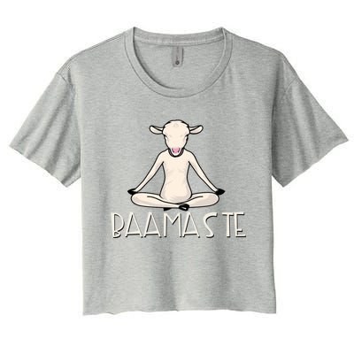 Yoga Baamaste Funny Goat Yoga In Lotus Pose Yoga Student Cute Gift Women's Crop Top Tee