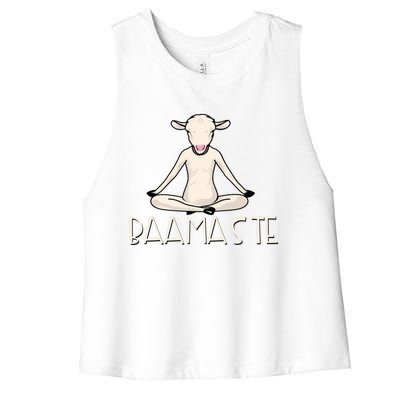 Yoga Baamaste Funny Goat Yoga In Lotus Pose Yoga Student Cute Gift Women's Racerback Cropped Tank