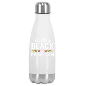 Young Black Freeish 1865 Juneteenth Independence Freedom Day Cute Gift Stainless Steel Insulated Water Bottle