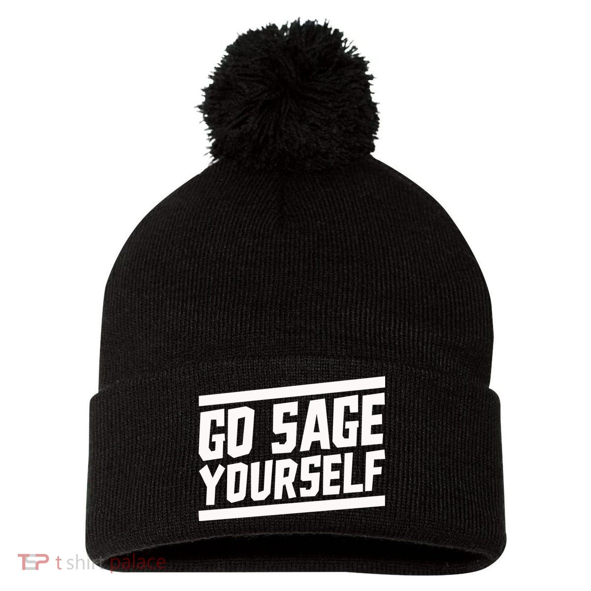 Yogi Bryan Go Sage Yourself Pom Pom 12in Knit Beanie