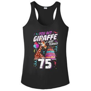 You Bet Giraffe I Just Turned 75 Funny 75th Birthday Ladies PosiCharge Competitor Racerback Tank