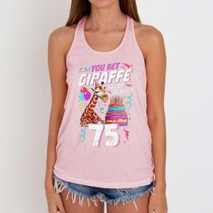 You Bet Giraffe I Just Turned 75 Funny 75th Birthday Women's Knotted Racerback Tank