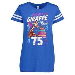 You Bet Giraffe I Just Turned 75 Funny 75th Birthday Enza Ladies Jersey Football T-Shirt