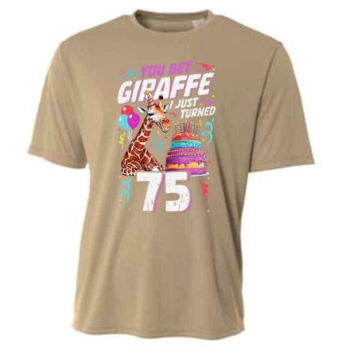 You Bet Giraffe I Just Turned 75 Funny 75th Birthday Cooling Performance Crew T-Shirt