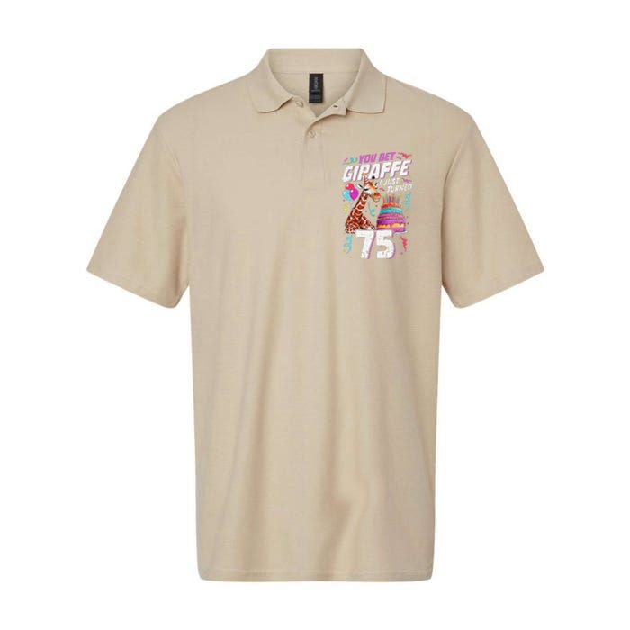 You Bet Giraffe I Just Turned 75 Funny 75th Birthday Softstyle Adult Sport Polo