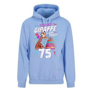 You Bet Giraffe I Just Turned 75 Funny 75th Birthday Unisex Surf Hoodie