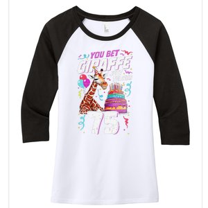 You Bet Giraffe I Just Turned 75 Funny 75th Birthday Women's Tri-Blend 3/4-Sleeve Raglan Shirt