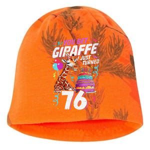 You Bet Giraffe I Just Turned 76 Funny 76th Birthday Kati - Camo Knit Beanie