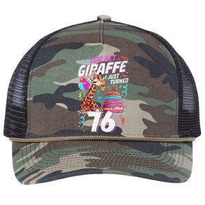 You Bet Giraffe I Just Turned 76 Funny 76th Birthday Retro Rope Trucker Hat Cap