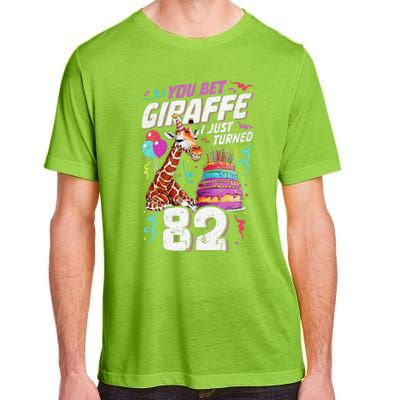 You Bet Giraffe I Just Turned 82 Funny 82nd Birthday Adult ChromaSoft Performance T-Shirt