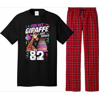 You Bet Giraffe I Just Turned 82 Funny 82nd Birthday Pajama Set