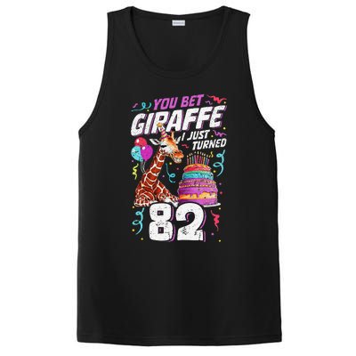 You Bet Giraffe I Just Turned 82 Funny 82nd Birthday PosiCharge Competitor Tank