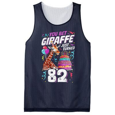 You Bet Giraffe I Just Turned 82 Funny 82nd Birthday Mesh Reversible Basketball Jersey Tank