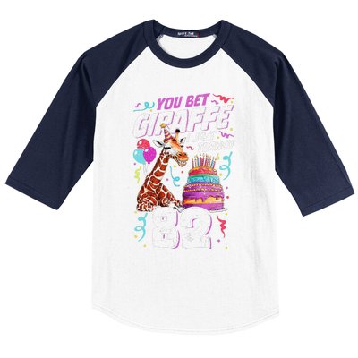 You Bet Giraffe I Just Turned 82 Funny 82nd Birthday Baseball Sleeve Shirt