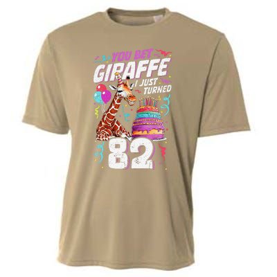 You Bet Giraffe I Just Turned 82 Funny 82nd Birthday Cooling Performance Crew T-Shirt