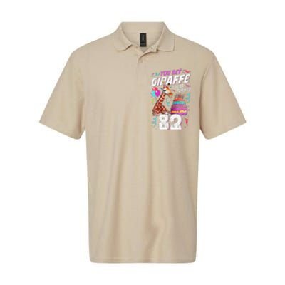 You Bet Giraffe I Just Turned 82 Funny 82nd Birthday Softstyle Adult Sport Polo