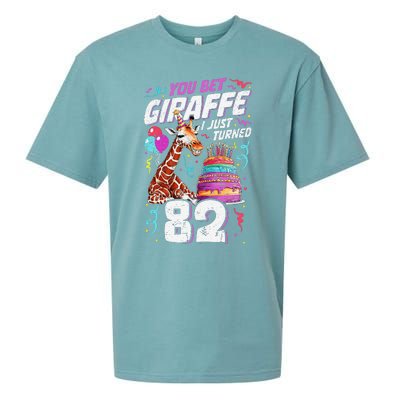 You Bet Giraffe I Just Turned 82 Funny 82nd Birthday Sueded Cloud Jersey T-Shirt