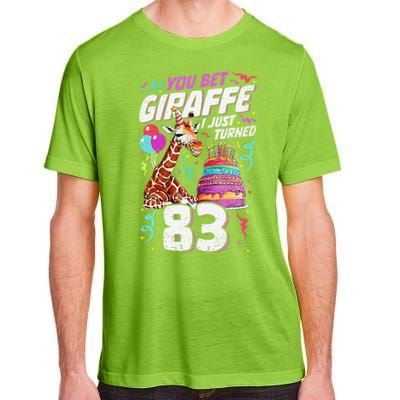 You Bet Giraffe I Just Turned 83 Funny 83rd Birthday Adult ChromaSoft Performance T-Shirt