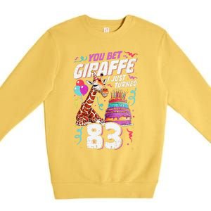 You Bet Giraffe I Just Turned 83 Funny 83rd Birthday Premium Crewneck Sweatshirt