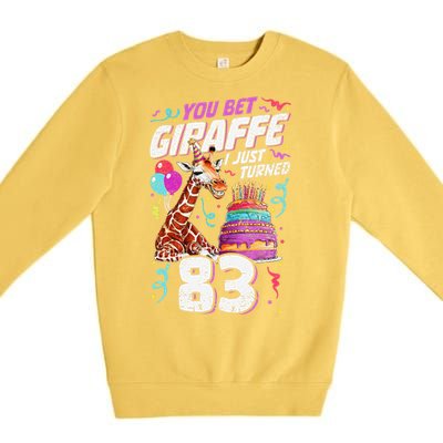 You Bet Giraffe I Just Turned 83 Funny 83rd Birthday Premium Crewneck Sweatshirt