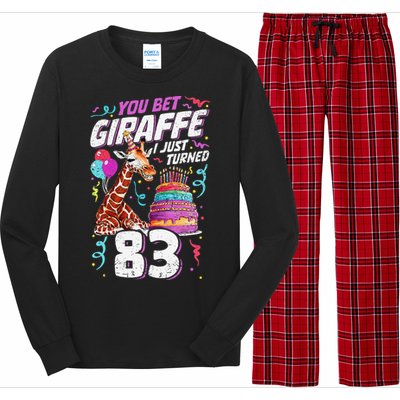 You Bet Giraffe I Just Turned 83 Funny 83rd Birthday Long Sleeve Pajama Set