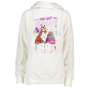 You Bet Giraffe I Just Turned 83 Funny 83rd Birthday Womens Funnel Neck Pullover Hood