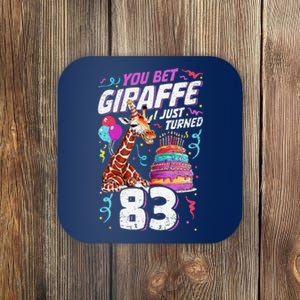 You Bet Giraffe I Just Turned 83 Funny 83rd Birthday Coaster