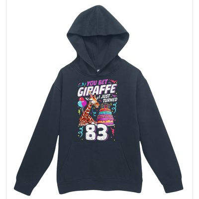 You Bet Giraffe I Just Turned 83 Funny 83rd Birthday Urban Pullover Hoodie