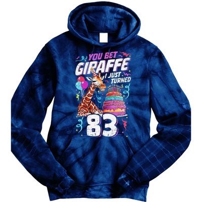 You Bet Giraffe I Just Turned 83 Funny 83rd Birthday Tie Dye Hoodie