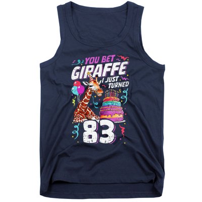 You Bet Giraffe I Just Turned 83 Funny 83rd Birthday Tank Top