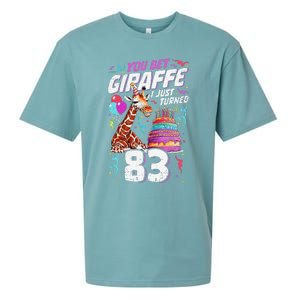 You Bet Giraffe I Just Turned 83 Funny 83rd Birthday Sueded Cloud Jersey T-Shirt