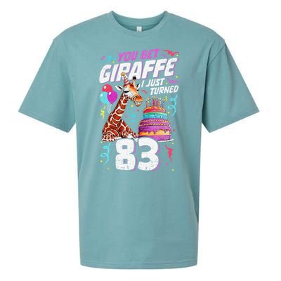 You Bet Giraffe I Just Turned 83 Funny 83rd Birthday Sueded Cloud Jersey T-Shirt