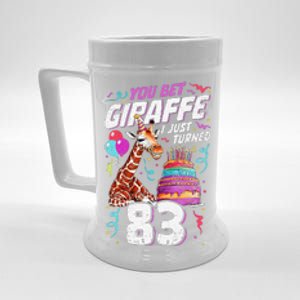 You Bet Giraffe I Just Turned 83 Funny 83rd Birthday Beer Stein