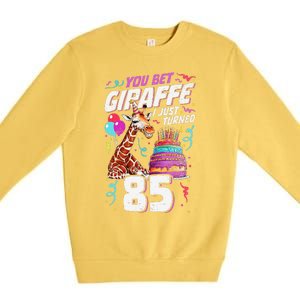 You Bet Giraffe I Just Turned 85 Funny 85th Birthday Premium Crewneck Sweatshirt