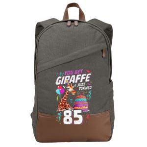 You Bet Giraffe I Just Turned 85 Funny 85th Birthday Cotton Canvas Backpack