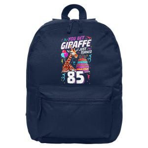 You Bet Giraffe I Just Turned 85 Funny 85th Birthday 16 in Basic Backpack