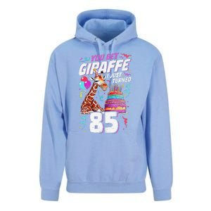 You Bet Giraffe I Just Turned 85 Funny 85th Birthday Unisex Surf Hoodie