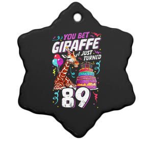 You Bet Giraffe I Just Turned 89 Funny 89th Birthday Ceramic Star Ornament