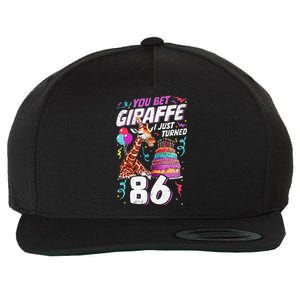 You Bet Giraffe I Just Turned 86 Funny 86th Birthday Wool Snapback Cap