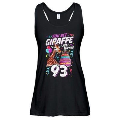 You Bet Giraffe I Just Turned 93 Funny 93rd Birthday Ladies Essential Flowy Tank