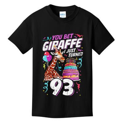 You Bet Giraffe I Just Turned 93 Funny 93rd Birthday Kids T-Shirt