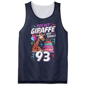 You Bet Giraffe I Just Turned 93 Funny 93rd Birthday Mesh Reversible Basketball Jersey Tank