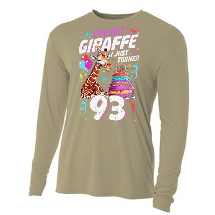 You Bet Giraffe I Just Turned 93 Funny 93rd Birthday Cooling Performance Long Sleeve Crew